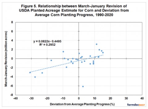 relationship between corn acreage revisions and planting