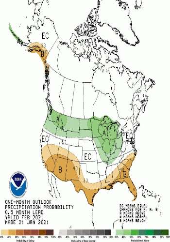 The NOAA Climate Prediction Center’s February precipitation outlook