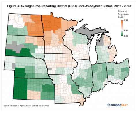 the average corn-to-soybean yield ratio