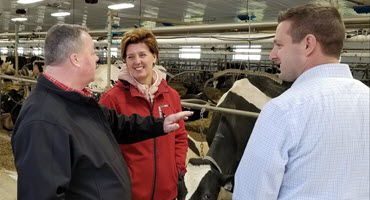 Marie-Claude Bibeau meets with members of the St. Albert Cheese Co-op.