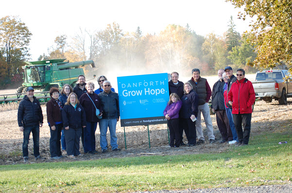 Here is a group of Danforth Grow Hope supporters gathered to celebrate the crop being harvested. 