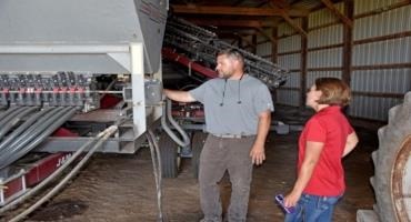Will Cannon shows Iowa NRCS Soil Health Specialist Hillary Olson