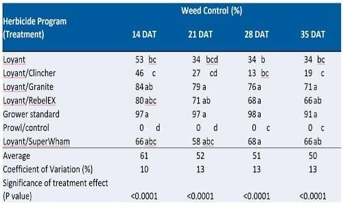 Percent weed control