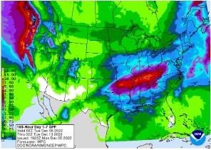 Figure 2). Precipitation forecast from the Weather Prediction Center for 7pm Monday December 5 to 7pm Monday December 12, 2022