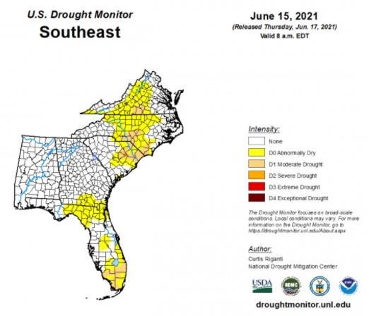 June 15 SE Drought Monitor