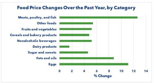 Food Price Changes Over the Past Year, by Category