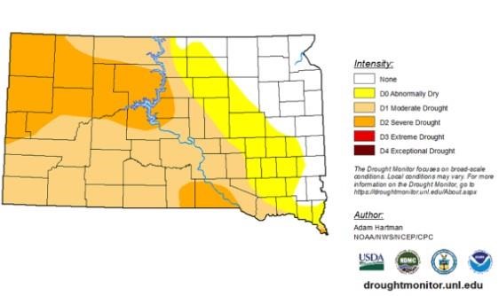 U.S. Drought Monitor for South Dakota