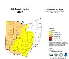 Figure 1: Drought Monitor status for Ohio as of Thursday November 17, 2022