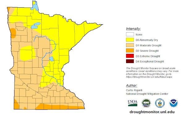 US drought monitor for Minnesota on June 15, 2021