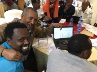 Experts working with the farmer data in Ethiopia to reconcile