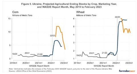 Expectations regarding the size of Ukraine grain inventories were also affected by the war