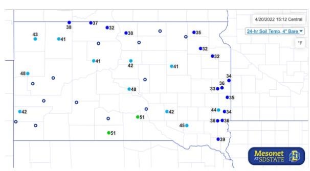 Bare soil temperature at 4-inch depth