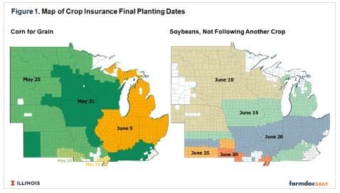 contains prevent plant’s first decision day for corn and soybeans for North Central US states