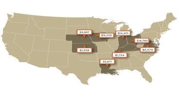 Recent Farmland Sales in Indiana, Iowa, Kansas, Kentucky, Louisiana, Nebraska, Ohio, Virginia