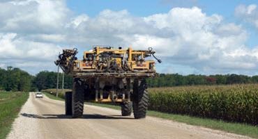 Sprayer on road