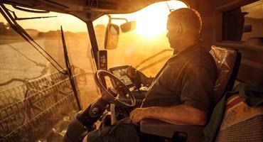 Farmer in combine