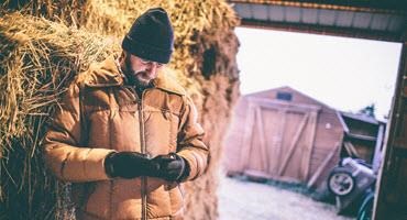 Farmer on phone