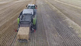 Baling and Staking Straw with Claas 5300 Quadrant and FENDT