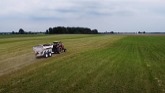 Spreading fertilizer on the field