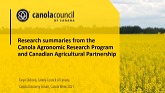 Research Summaries Introduction - Taryn Dickson, Canola Council of Canada