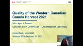 Western Canadian Canola Harvest Quality 2021 - Dr. Veronique Barthet, Canadian Grain Commission