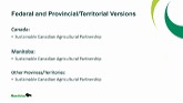 Market Development - Sustainable Canadian Agriculture Partnership (SCAP) -