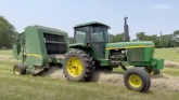 John Deere 4430 Tractor Baling Hay