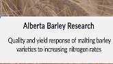  Nitrogen use efficiency for malt barley production