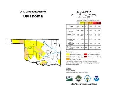 Latest Drough Monitor Shows Over Forty Percent Of Oklahoma Remains In Moderate Drought Or Abnormally Dry