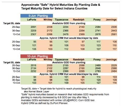 Update On "Safe" Hybrid Maturities For Late Plantings