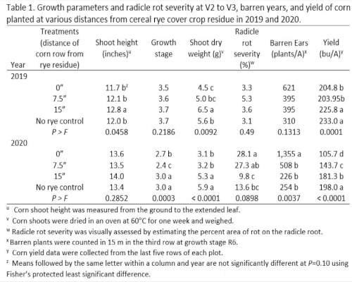 growth parameters and radicle