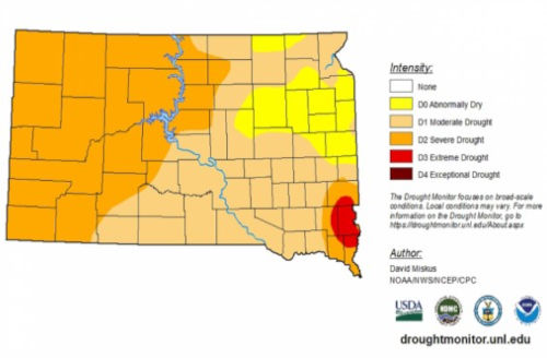 U.S. drought monitor for South Dakota