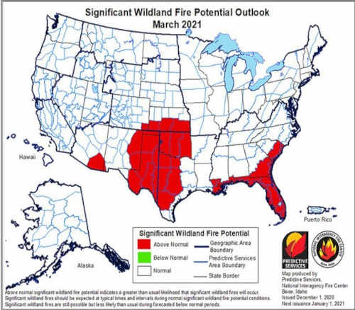 Potential wildland fire