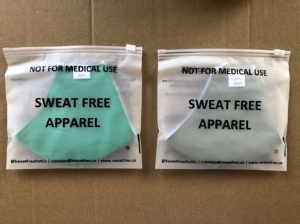 Sweat Free Apparel's waterproof reusable and carbon neutral non-medical masks.