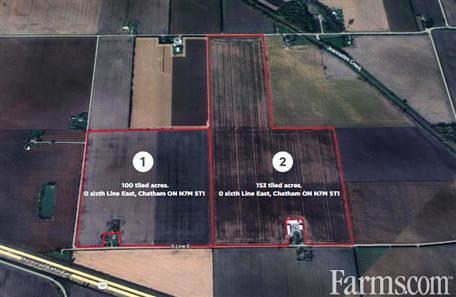 253 Acres, 248 Workable, Two Farm Parcels for Sale, Chatham-Kent, Ontario